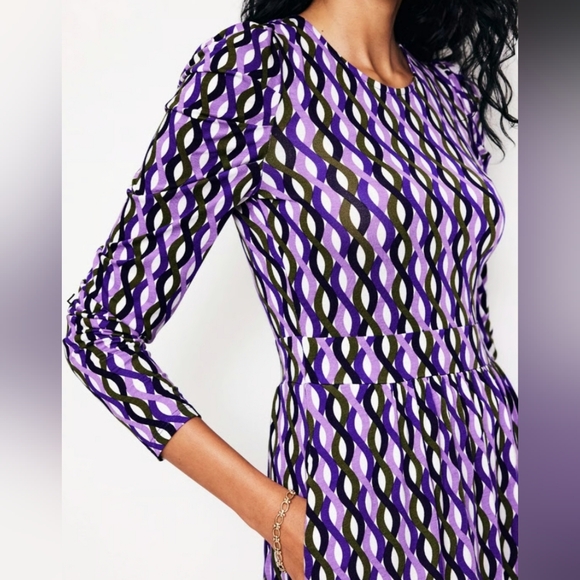 Boden, Puff Sleeve Dress, Purple, Size 8L. NWT - Picture 4 of 4